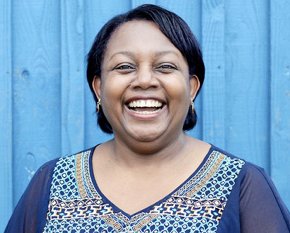 Malorie Blackman laughs at the camera